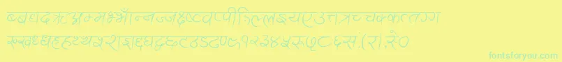 フォントAnandaAkchyar – 黄色い背景に緑の文字