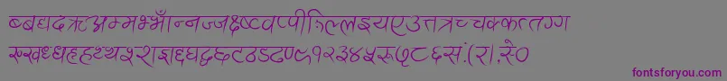 フォントAnandaAkchyar – 紫色のフォント、灰色の背景