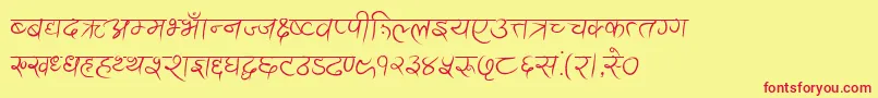 AnandaAkchyar Font – Red Fonts on Yellow Background