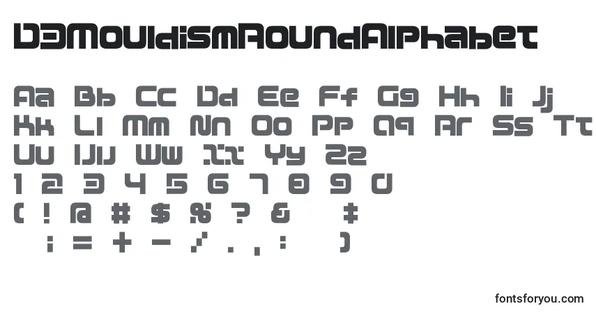 Шрифт D3MouldismRoundAlphabet – алфавит, цифры, специальные символы