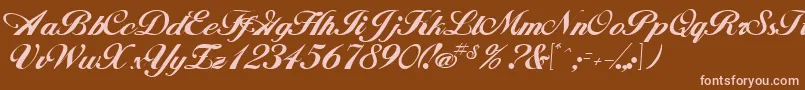 Andrea-fontti – vaaleanpunaiset fontit ruskealla taustalla