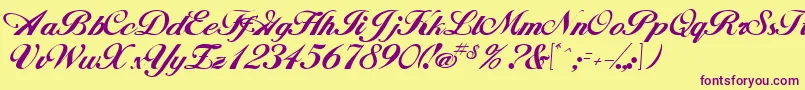 Andrea-Schriftart – Violette Schriften auf gelbem Hintergrund