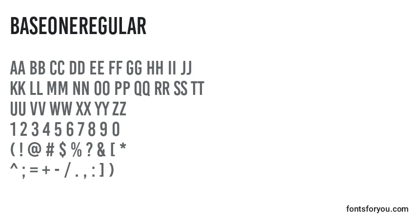 Шрифт BaseoneRegular – алфавит, цифры, специальные символы