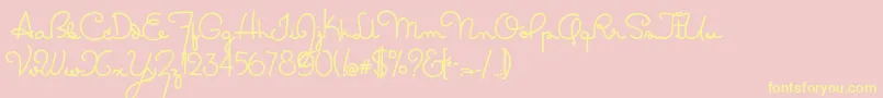 Masanascript2grata-Schriftart – Gelbe Schriften auf rosa Hintergrund