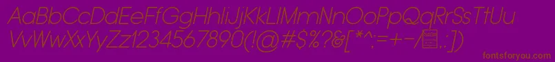 TypoGroteskRoundedLightItalicDemo Font – Brown Fonts on Purple Background