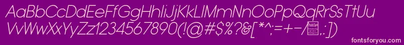 TypoGroteskRoundedLightItalicDemo Font – Pink Fonts on Purple Background