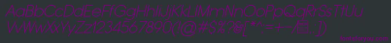 Czcionka TypoGroteskRoundedLightItalicDemo – fioletowe czcionki na czarnym tle