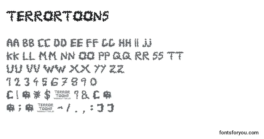 Terrortoons-fontti – aakkoset, numerot, erikoismerkit