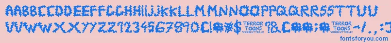 Terrortoons Font – Blue Fonts on Pink Background