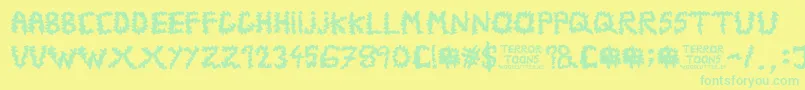 Terrortoons Font – Green Fonts on Yellow Background