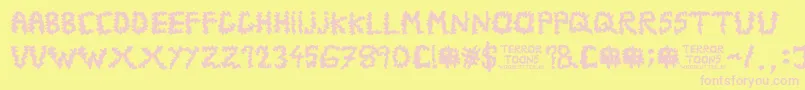 Terrortoons Font – Pink Fonts on Yellow Background