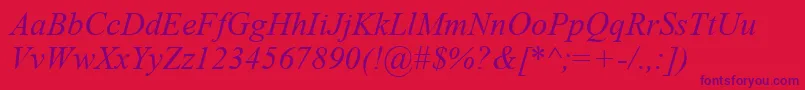 TimesNewRomanKoi8Italic-fontti – violetit fontit punaisella taustalla