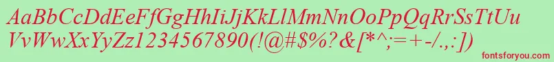 TimesNewRomanKoi8Italic Font – Red Fonts on Green Background