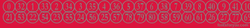 フォントNumberpilereversedRegular – 赤い背景に灰色の文字