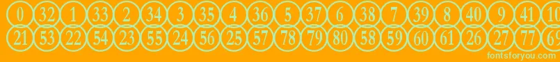 NumberpilereversedRegular-Schriftart – Grüne Schriften auf orangefarbenem Hintergrund