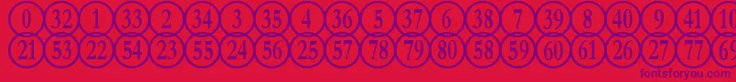 NumberpilereversedRegular-Schriftart – Violette Schriften auf rotem Hintergrund