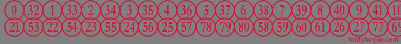 フォントNumberpilereversedRegular – 赤い文字の灰色の背景