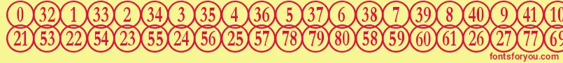 Fonte NumberpilereversedRegular – fontes vermelhas em um fundo amarelo