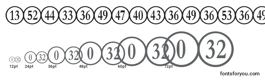 Größen der Schriftart NumberpilereversedRegular
