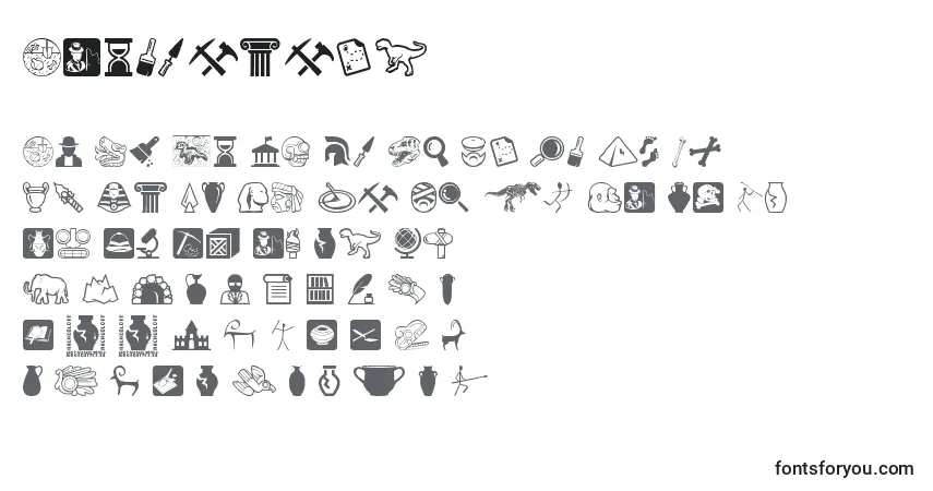 Schriftart Archeology – Alphabet, Zahlen, spezielle Symbole