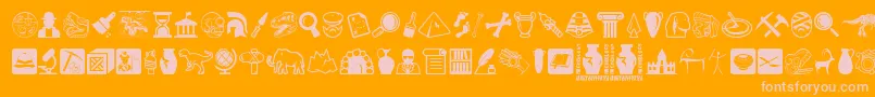 Archeology-Schriftart – Rosa Schriften auf orangefarbenem Hintergrund