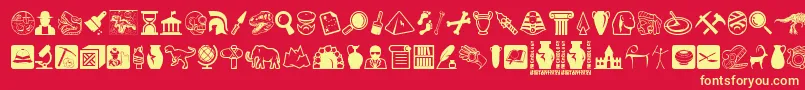 Archeology Font – Yellow Fonts on Red Background