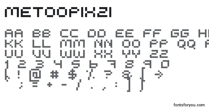 Schriftart Metoopixzi – Alphabet, Zahlen, spezielle Symbole