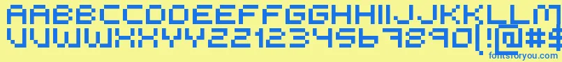 Metoopixzi Font – Blue Fonts on Yellow Background