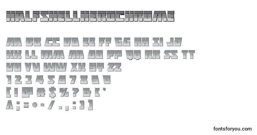 Шрифт Halfshellherochrome – алфавит, цифры, специальные символы