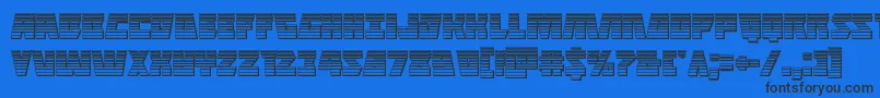 Halfshellherochrome-Schriftart – Schwarze Schriften auf blauem Hintergrund