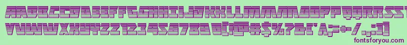 Weitere Informationen zur Halfshellherochrome-Schriftart Halfshellherochrome-Schriftart – Violette Schriften auf grünem Hintergrund