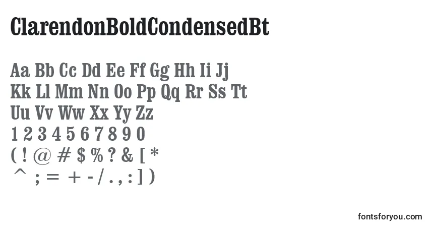 Czcionka ClarendonBoldCondensedBt – alfabet, cyfry, specjalne znaki