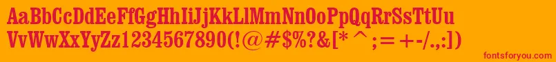 ClarendonBoldCondensedBt-Schriftart – Rote Schriften auf orangefarbenem Hintergrund