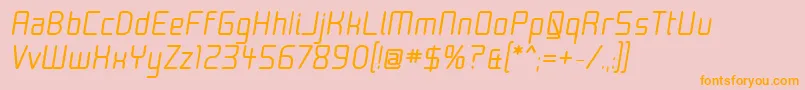 Fonte MoondogThirtyItalic – fontes laranjas em um fundo rosa