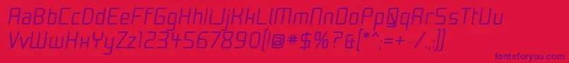 MoondogThirtyItalic-Schriftart – Violette Schriften auf rotem Hintergrund