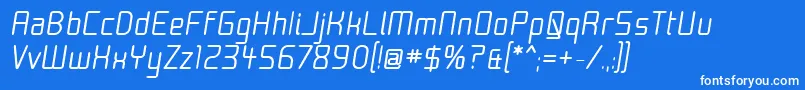 フォントMoondogThirtyItalic – 青い背景に白い文字