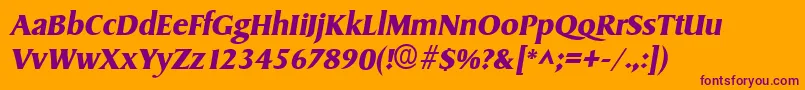 SydneyBoldItalic-fontti – violetit fontit oranssilla taustalla