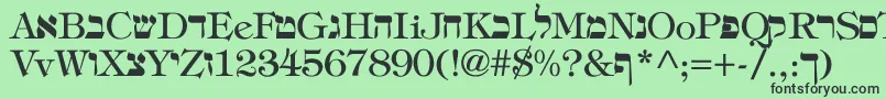 フォントHebrew – 緑の背景に黒い文字