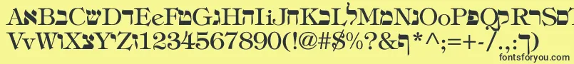 Hebrew Font – Black Fonts on Yellow Background