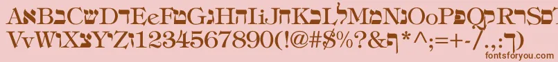 Hebrew Font – Brown Fonts on Pink Background