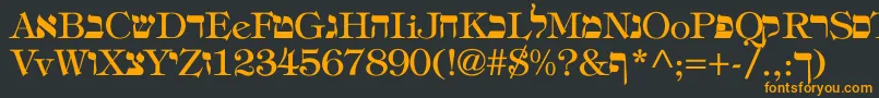 フォントHebrew – 黒い背景にオレンジの文字