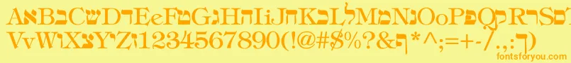 Hebrew Font – Orange Fonts on Yellow Background