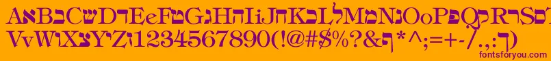 Hebrew Font – Purple Fonts on Orange Background