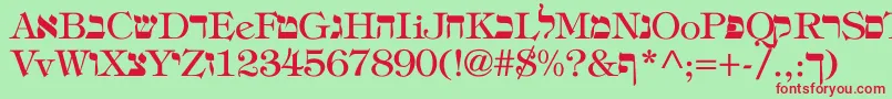 Hebrew Font – Red Fonts on Green Background