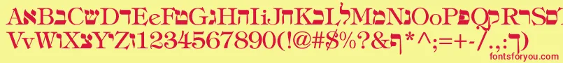 Hebrew Font – Red Fonts on Yellow Background