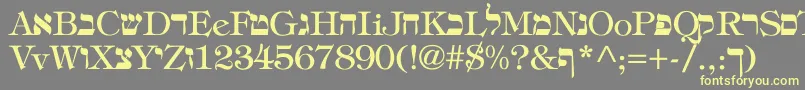 Hebrew Font – Yellow Fonts on Gray Background