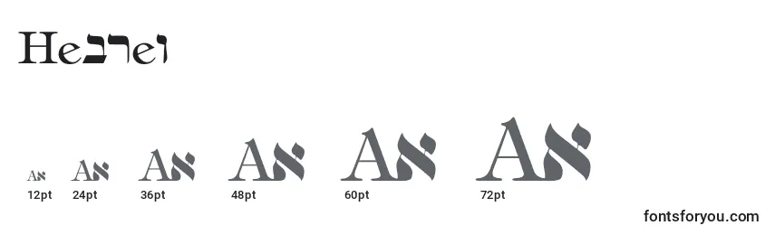 Rozmiary czcionki Hebrew