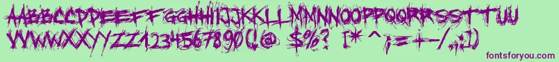 XxiiScratch-fontti – violetit fontit vihreällä taustalla