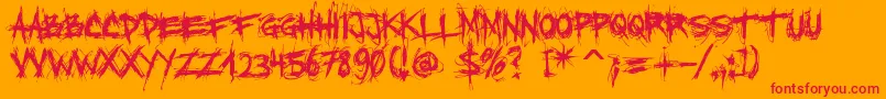 XxiiScratch-Schriftart – Rote Schriften auf orangefarbenem Hintergrund