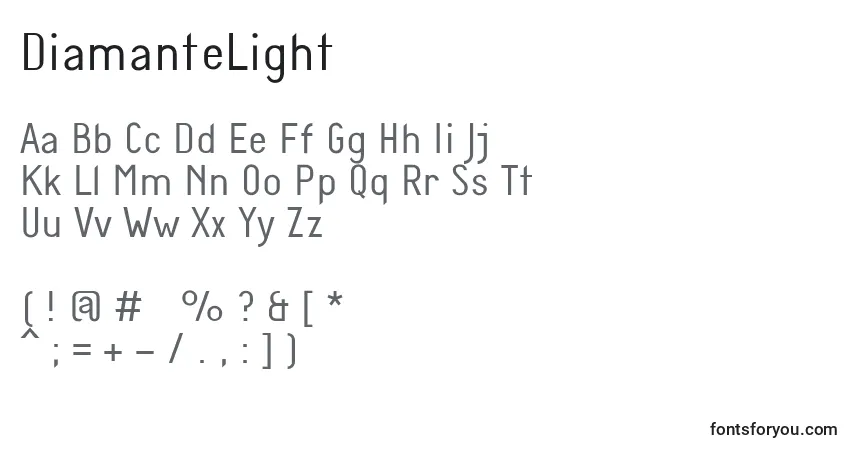 Шрифт DiamanteLight – алфавит, цифры, специальные символы